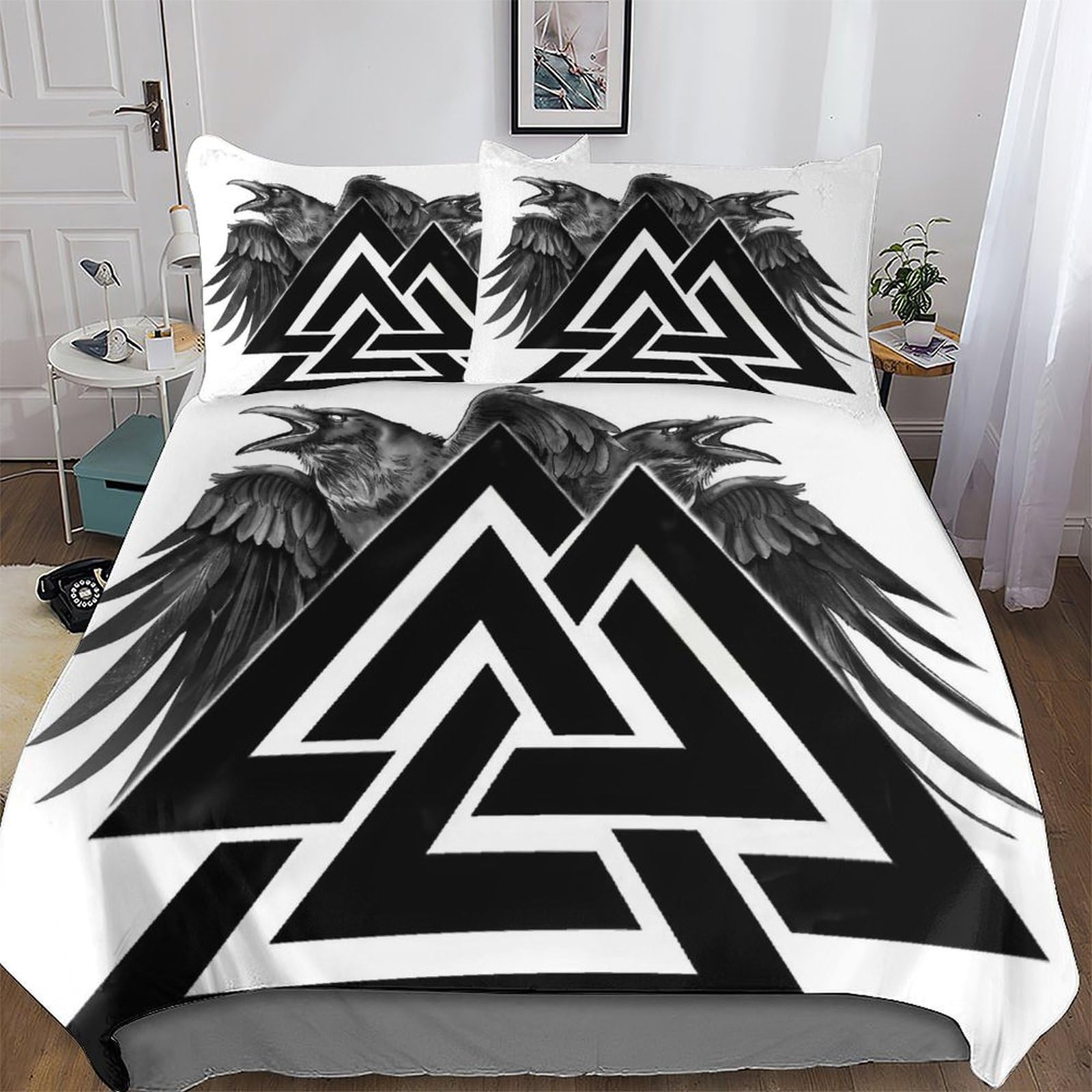 Housse de couette Viking 3 pièces en microfibre douce et hypoallergénique lit double 200x200cm