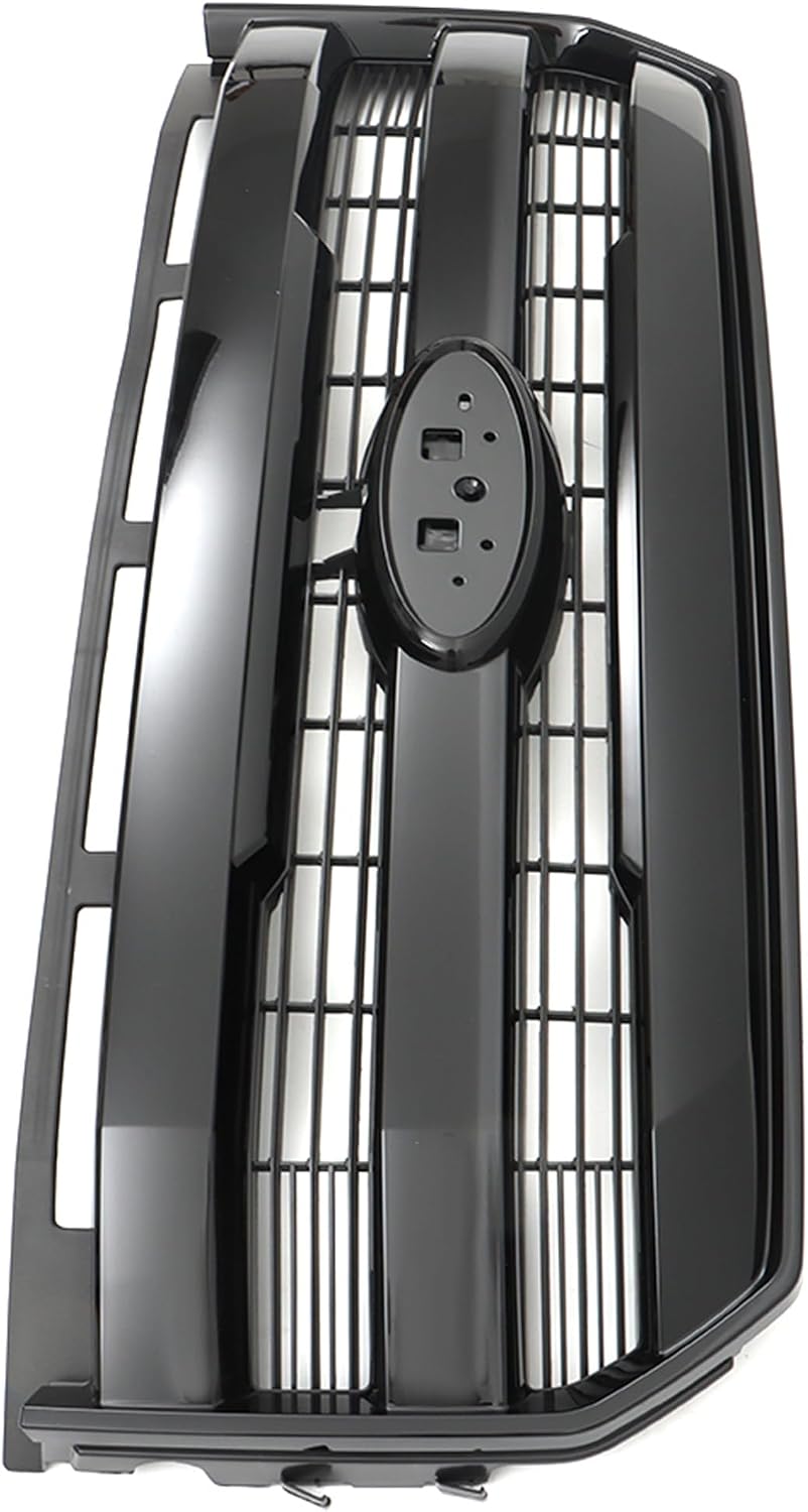 Gloss Black Front Upper Bumper Grille Radiator Grill Hood with Camera Hole Replacement for F150 2015 2016 2017