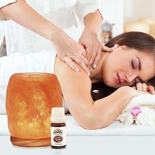 Miniatura 4 de Himalayan Glow Lámpara de sal de cristal tallada a mano con terapia de aroma natural con base de madera de neem, lámpara de sal LED (certificado ETL)