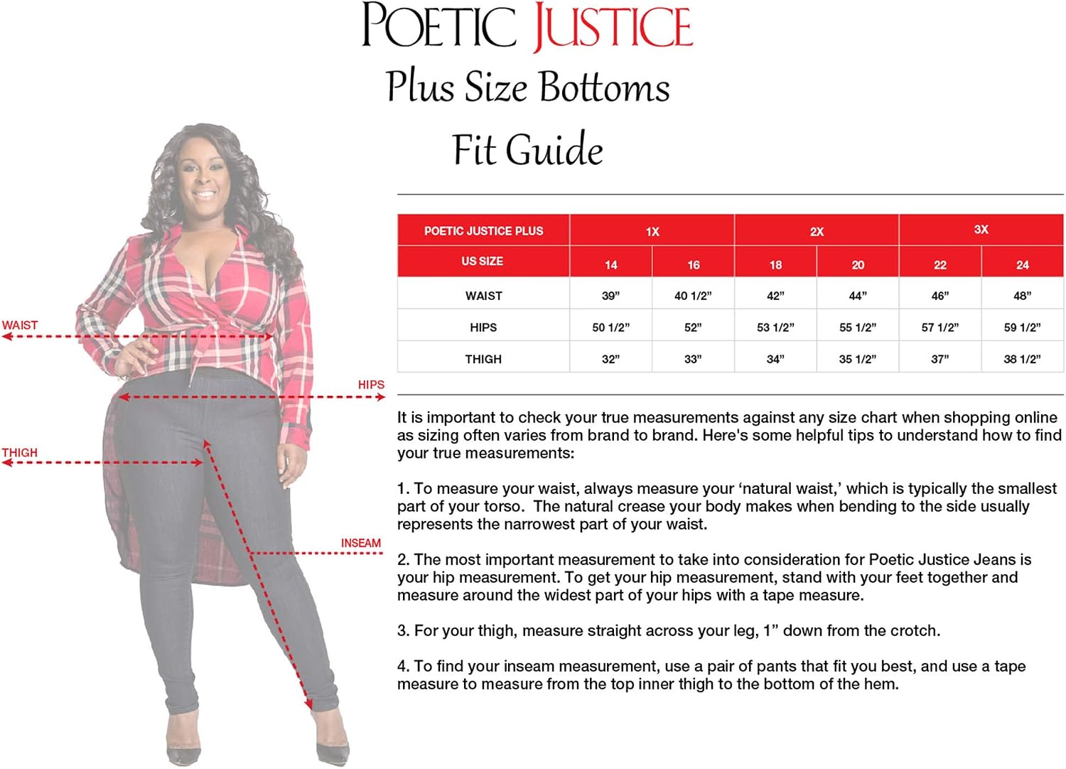 Poetic Justice Plus Size Women's Curvy 