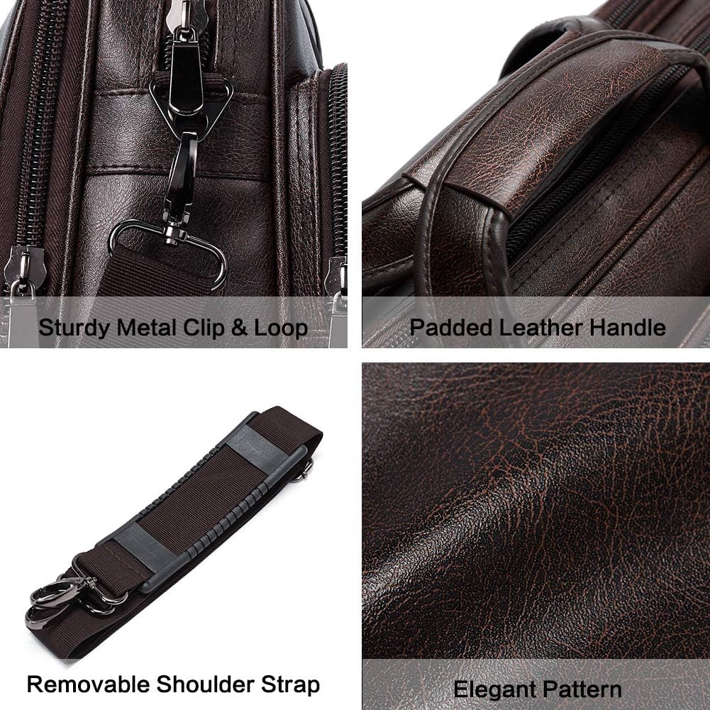 CLUCI Leather Briefcase for Men Large Capacity 15.6 Inch Laptop Business Travel Shoulder Bag