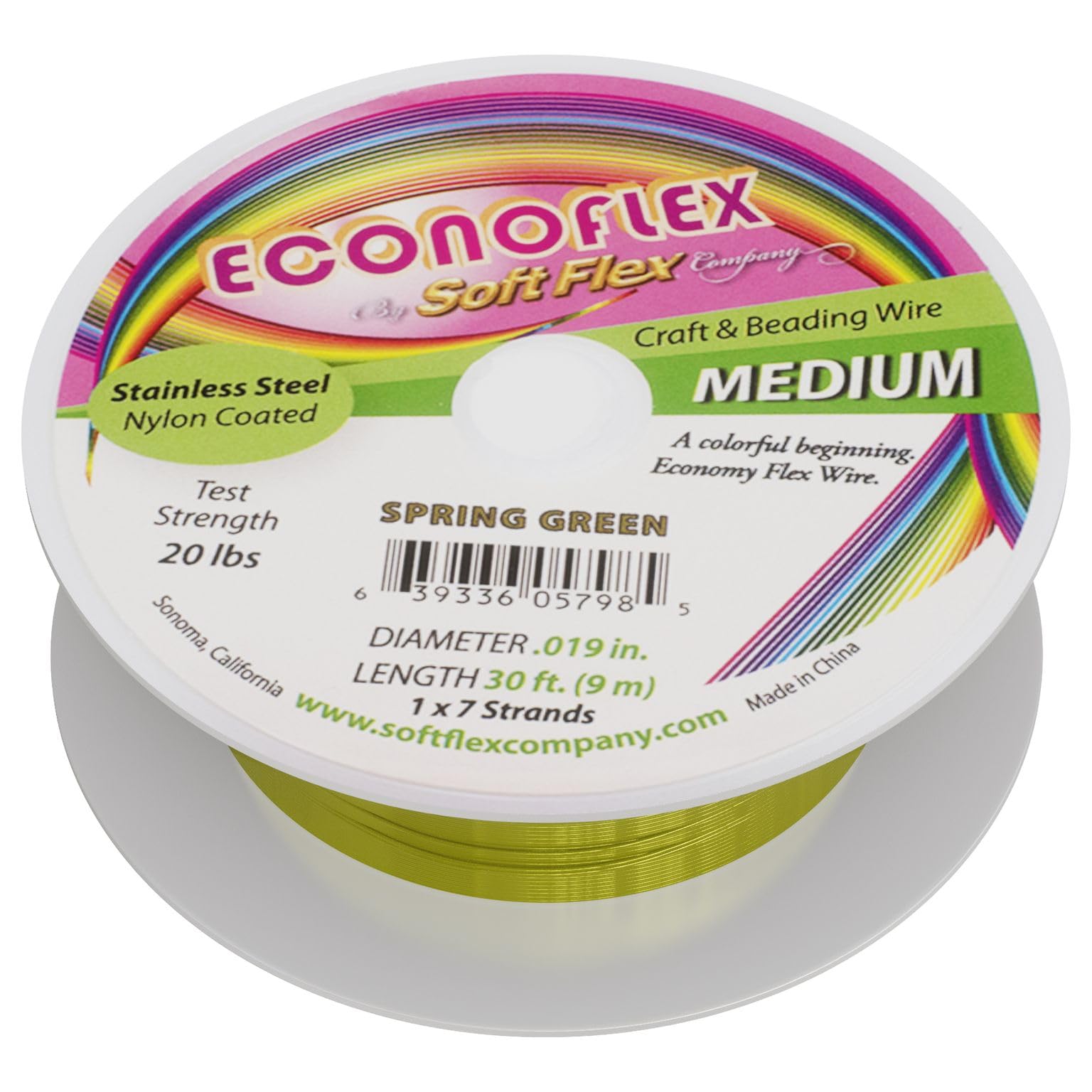 Soft Flex Econoflex Hobby Beading Wire - Flexible Stainless Steel Wire for Crafting - 7 Strand 0.19 30 Ft