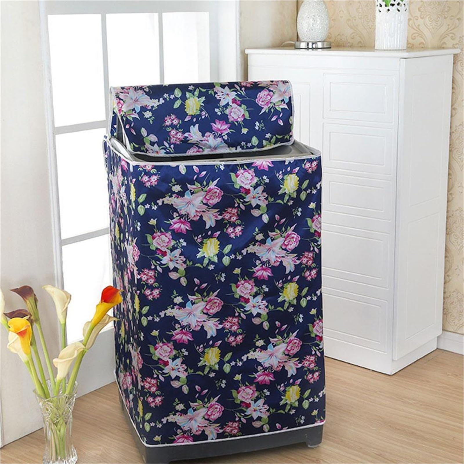 2 pezzi di copertura for lavatrice impermeabile resistente al sole, cerniere, for asciugatrice, forniture for la casa per Interno(Pink A)
