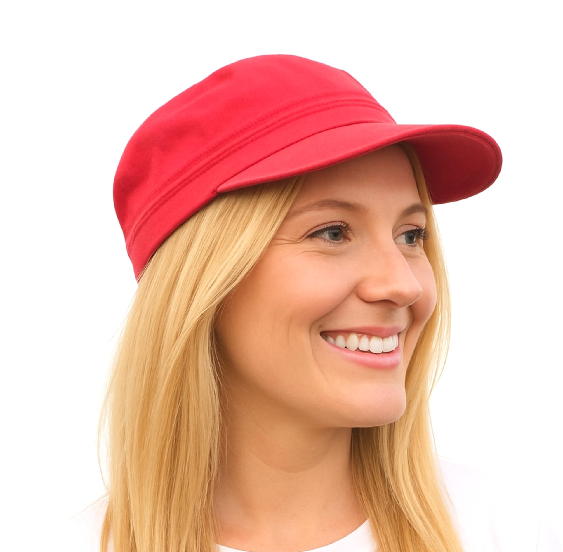 Craggi Red Washed Denim Newsboy Cap –  Military inspired Cotton Hat - Casual, Fe