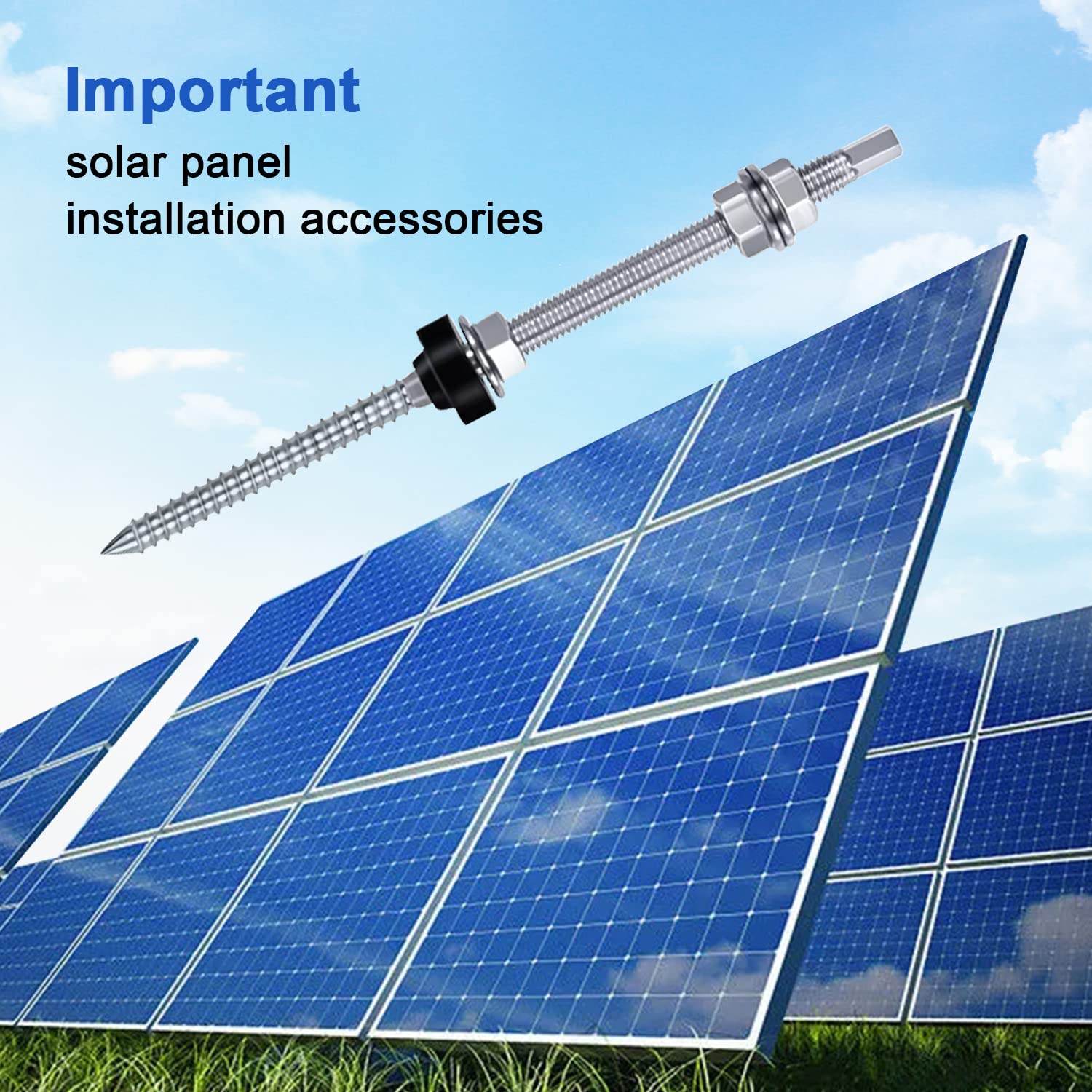 12 Piezas Tornillos de Soporte Placas Solares, Tornillo Autotaladrantes Roscachapa M10 x 200mm, Tacos Metalicos de Altura Regulable, Expansión Fijaciones de Tornillos, para Soporte Solar Fotovoltaica