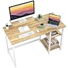 WOODYNLUX Scrivania Angolare A L 127 Cm Con Ripiani | Scrivania Da Gaming E Ufficio Domestico, Struttura In Metallo, Bianca, 110x127x74.9 Cm