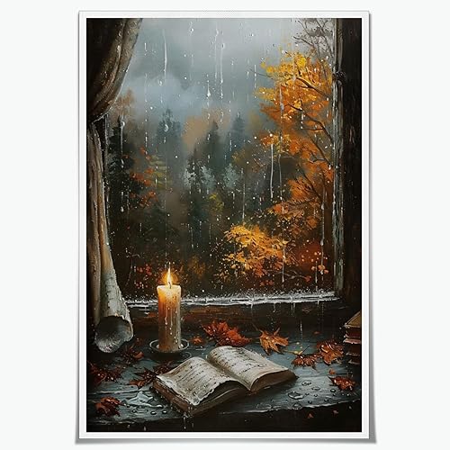 Miniatura 9 de Lienzo de otoño para pared, póster de granero de calabaza, estilo retro, campo y otoño, decoración de pared para el hogar, sala de estar, 8 x 12