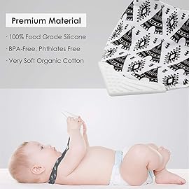 Giftty BabyBandana Bibs with Teething Corner, Teething Bib, BPA-Free Silicone Teether and Adjustable Snap for Baby Boys, (Black Forest, 5-Pack)