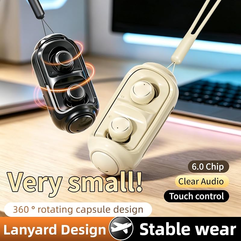 APZXTRK Mini Wireless Earbuds Bluetooth 6.0 in Ear Light-Weight Headphones,with 360-degree Rotating Charging case,ENC Noise Cancelling, Ergonomic Sport Headphone Headset for Gym/Running/Work(Black) image 6