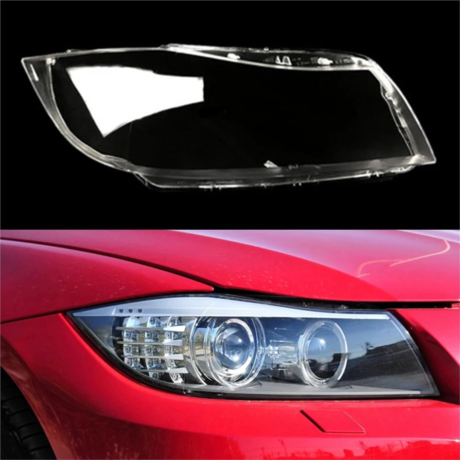 Compatible for BMW 3 Series E90 Xenon 2004 2005 2006 2007 2008 2009 2010 2011 2012 Car Headlight Cover Headlamp Lens Auto Shell(High A Piar) (Right)