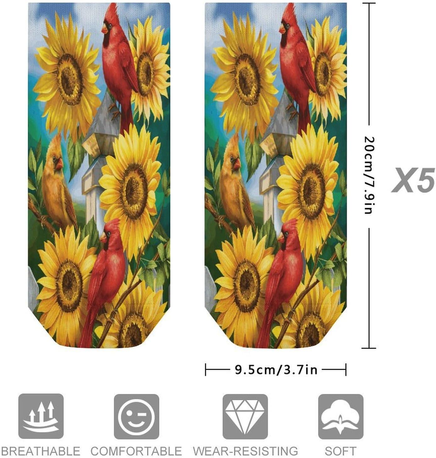 Cardinals And Sunflowers Ankle Sock Low Cut Socks Tube Socks for Sports