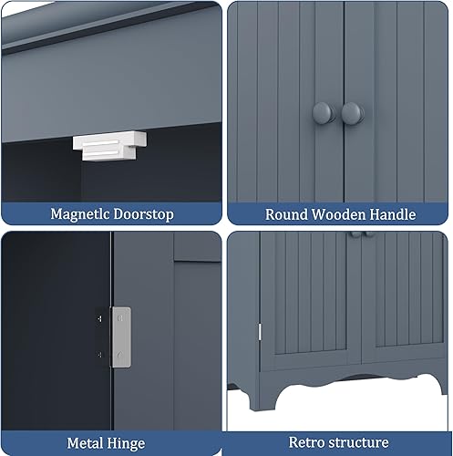 Miniatura 15 de Function Home Armario de almacenamiento alto para baño, despensa de cocina delgada de 64 pulgadas con almacenamiento de puerta, armarios 64" Blanco