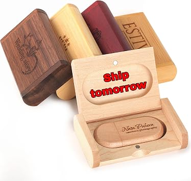 Personalized Wooden/Bamboo USB 3.0 Flash Drive 64GB - Handmade Custom Engraved Memory Stick for Wedding, Corporate Gifts, Promotions, Events Containing Exquisite Bags