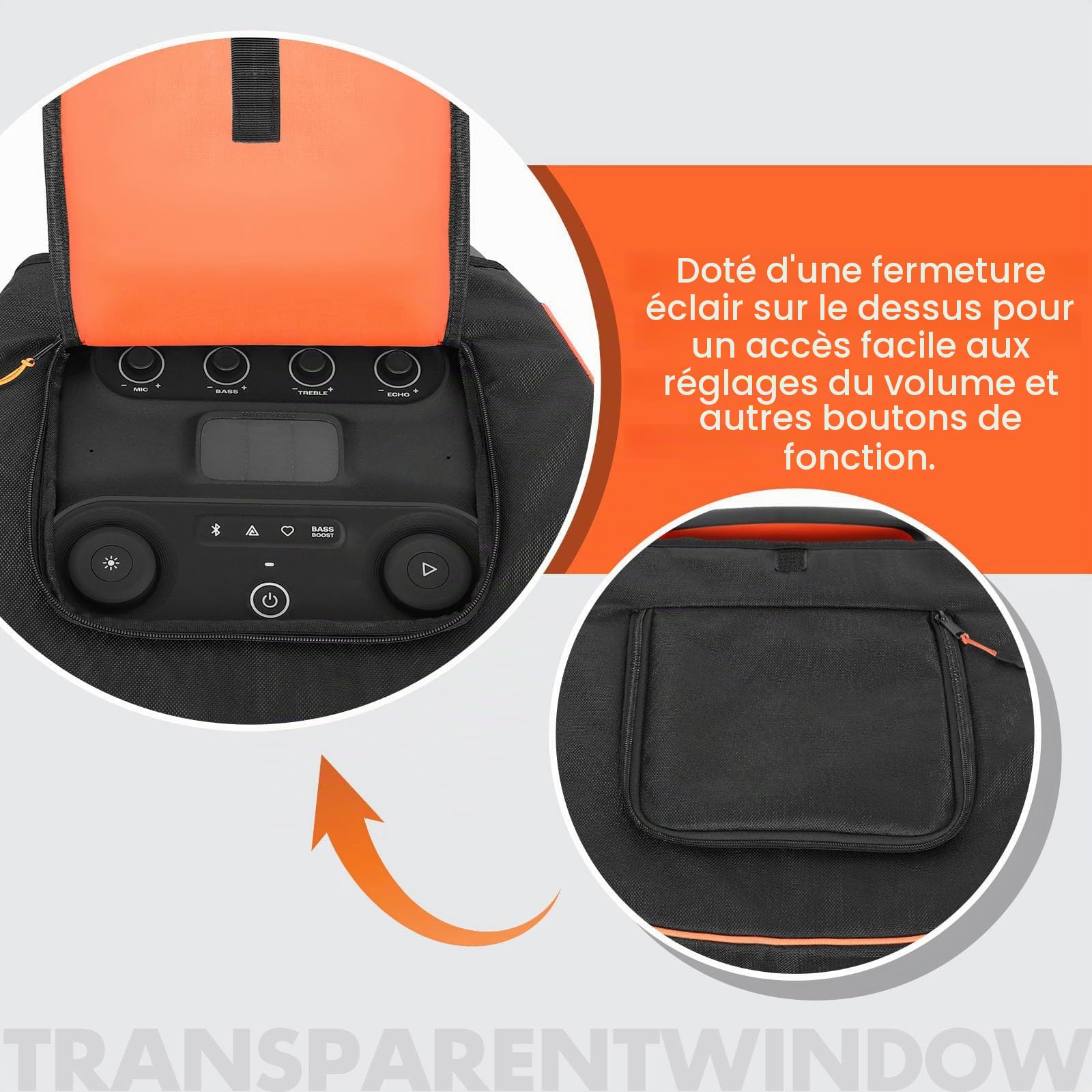 Housse de protection anti-poussière pour haut-parleur portable JBL PartyBox Ultimate Portable - Sac de rangement multifonction avec poches pour microphone et câbles