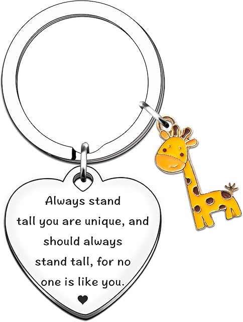 TTOVEN Giraffe Keyring Encouragement Gift Giraffe Lover Inspirational Keyring Always Stand Tall You are Unique Keyring Graduation Birthday Anniversary Christmas Gifts for Women Men Friend