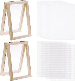 10pcs Paper Making Screen Kit Wooden Paper Making Mold Frame 5 x 7 inch Wood Screen Printing Frame with Mesh and Cloth for...