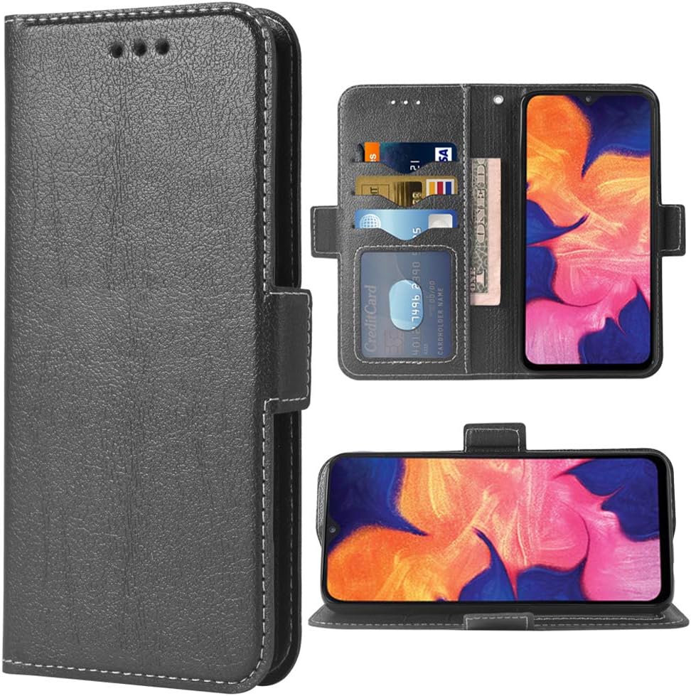 Phone Case for Samsung Galaxy A10 M10 Folio Flip Wallet Case,PU Leather Credit Card Holder Slots Full Body Protection Kickstand Hard Hybrid Protective Phone Cover for GalaxyA10 A 10 10A A105M Black