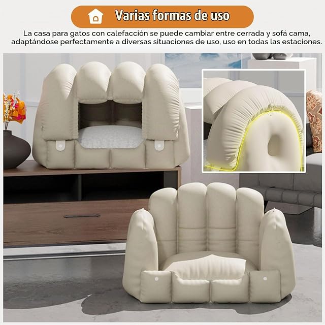 Foto 5 de 8 de Casa para Gatos Casa para Mascotas con Calefacción de Dos Formas de Usar