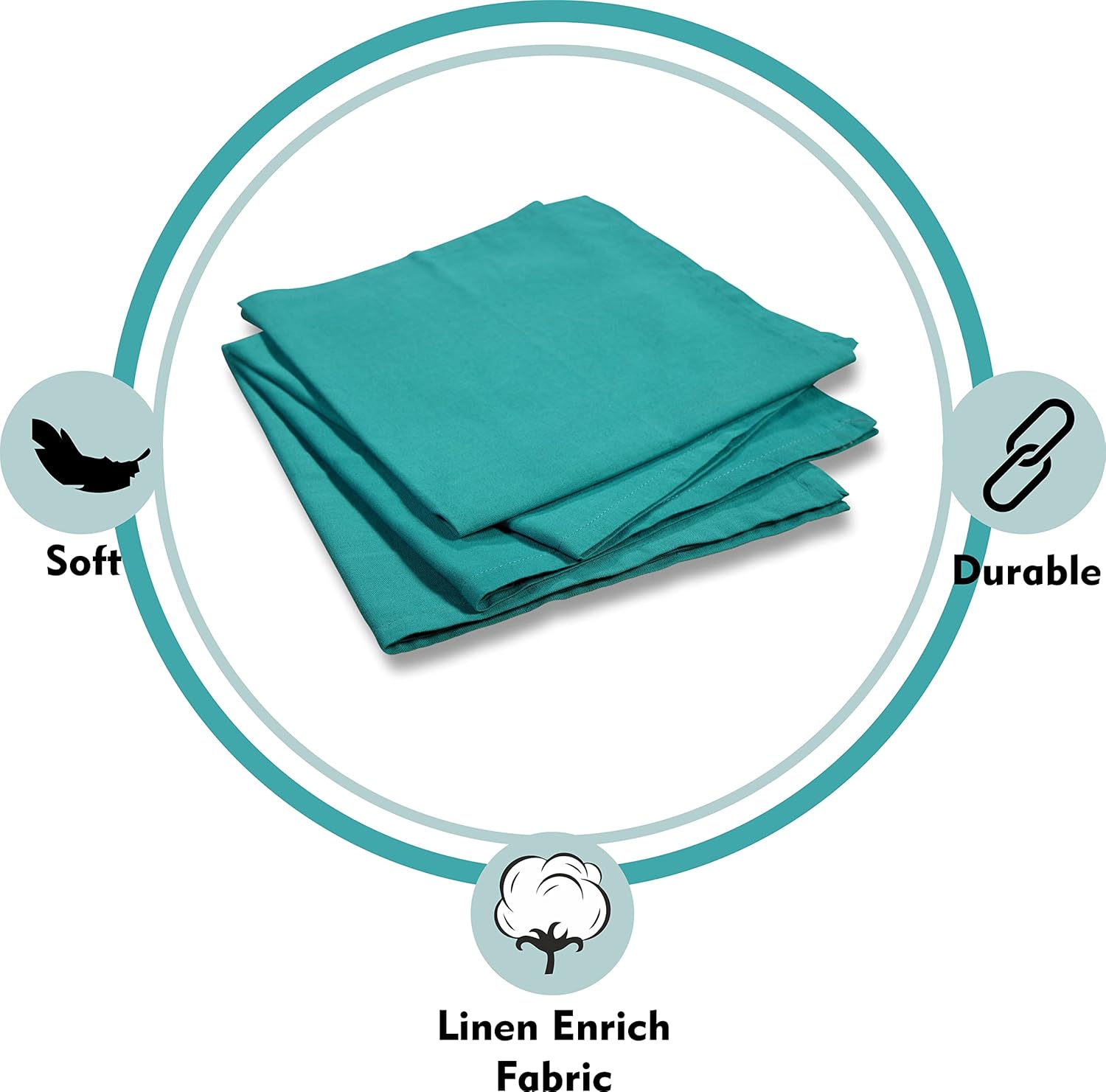 GFI LINEN CLUBS 100% Cotton Ultra Soft Premium Dinner Napkins - 20X20 - Teal, Pre-Washed Cloth Napkins with Mitered Corners, Set of 12 Restaurant Style Napkins for Christmas/New Year Decor