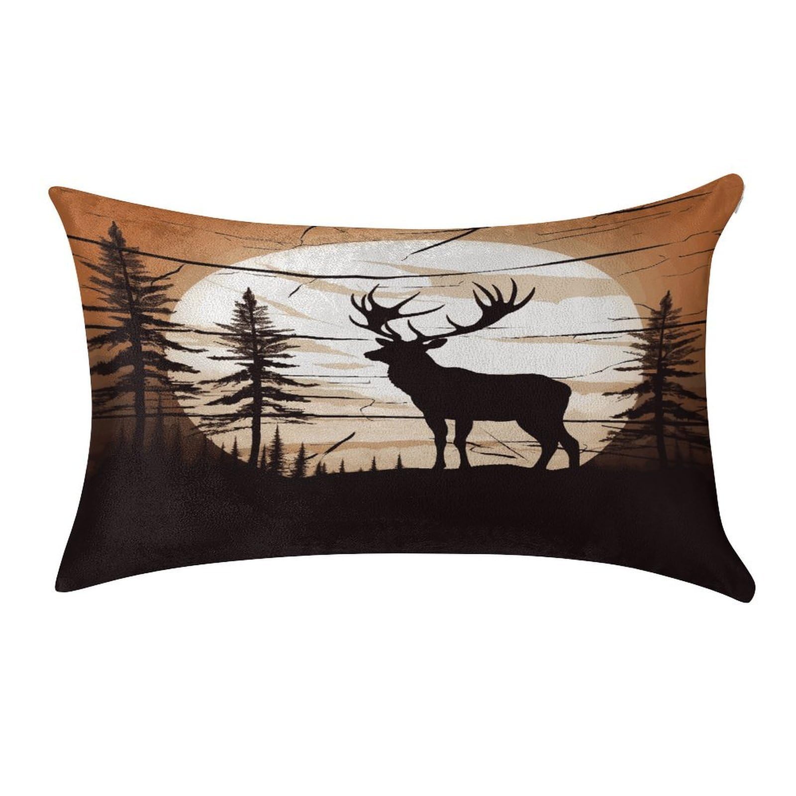 LDGSUPH Wild Elk Silhouette Velvet Throw Pillow Covers Cozy Pillow Shams Pillowcases Detachable Pillow Cases Soft Cushion Cover with Zipper for Sofa Car Bed Pillow Protectors 12 "×20 "