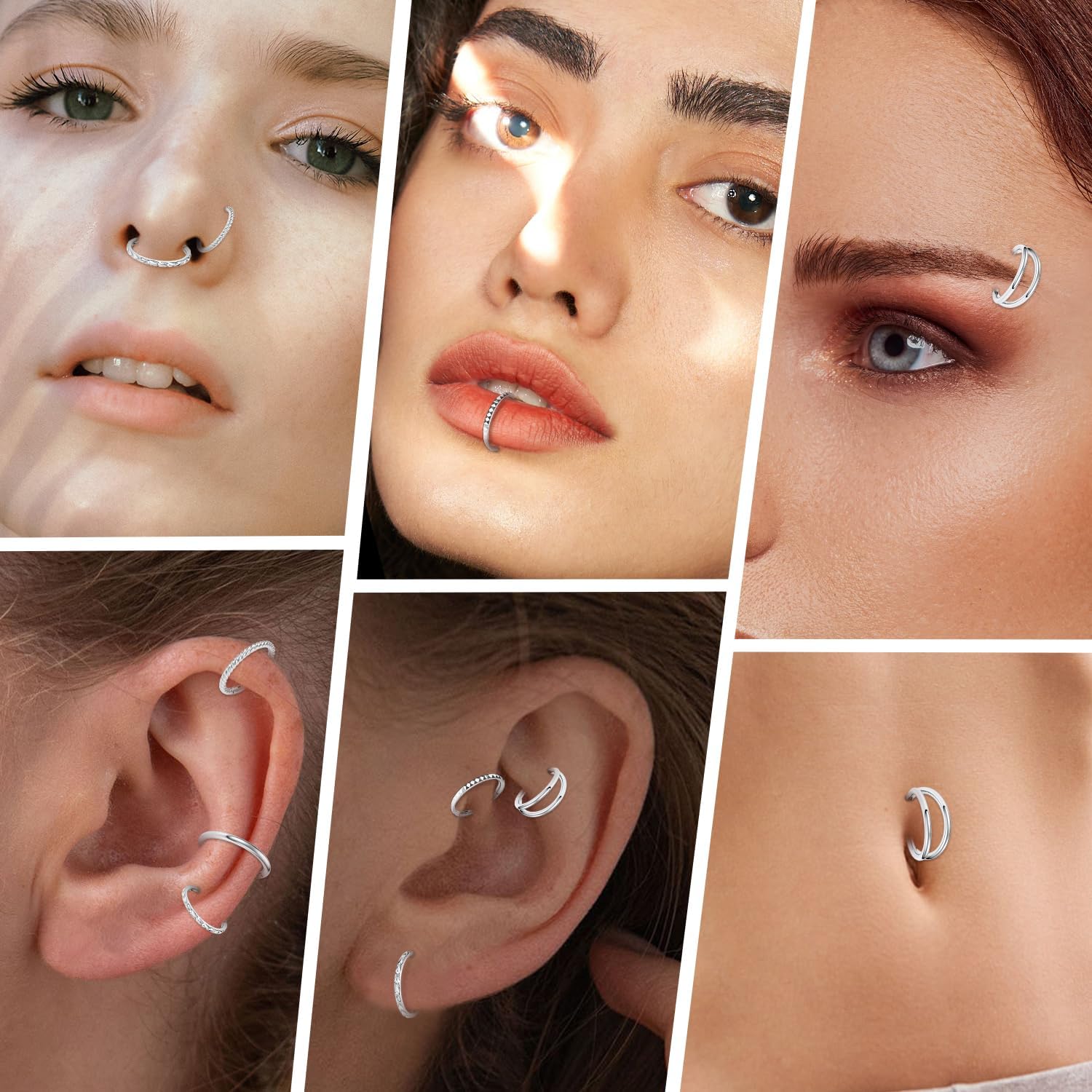 PEAKLINK 18G 16G Nose Hoop Rings Helix Cartilage Conch Earrings Surgical Steel Septum Jewelry Daith Rook Tragus Lip Lobe Nose Piercings 6 8 10mm - Image 5