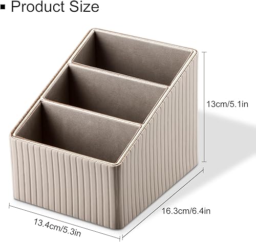 Miniatura 3 de KINGFOM Soporte para mando a distancia de piel sintética con 3 ranuras, caja de almacenamiento para artículos diversos, guía de TV, correo,