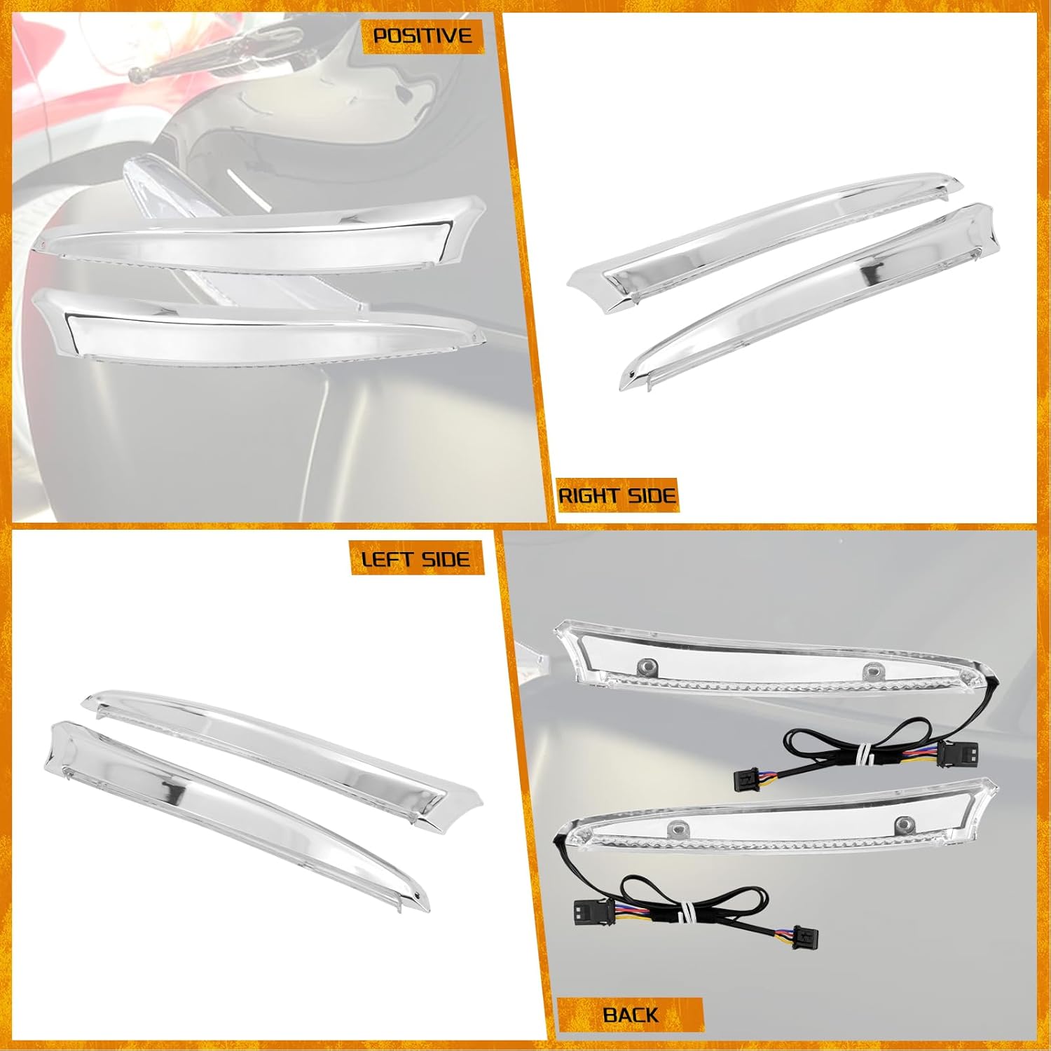 Motorcycle Windshield Trim Turn Signals Lights Fit for Harley Touring Road Glide FLTRXS FLTRK FLTRX 2015-2025, Windscreen Fairing Turn Signals LED Fit for Road Glide Running Light 2015-up Chrome