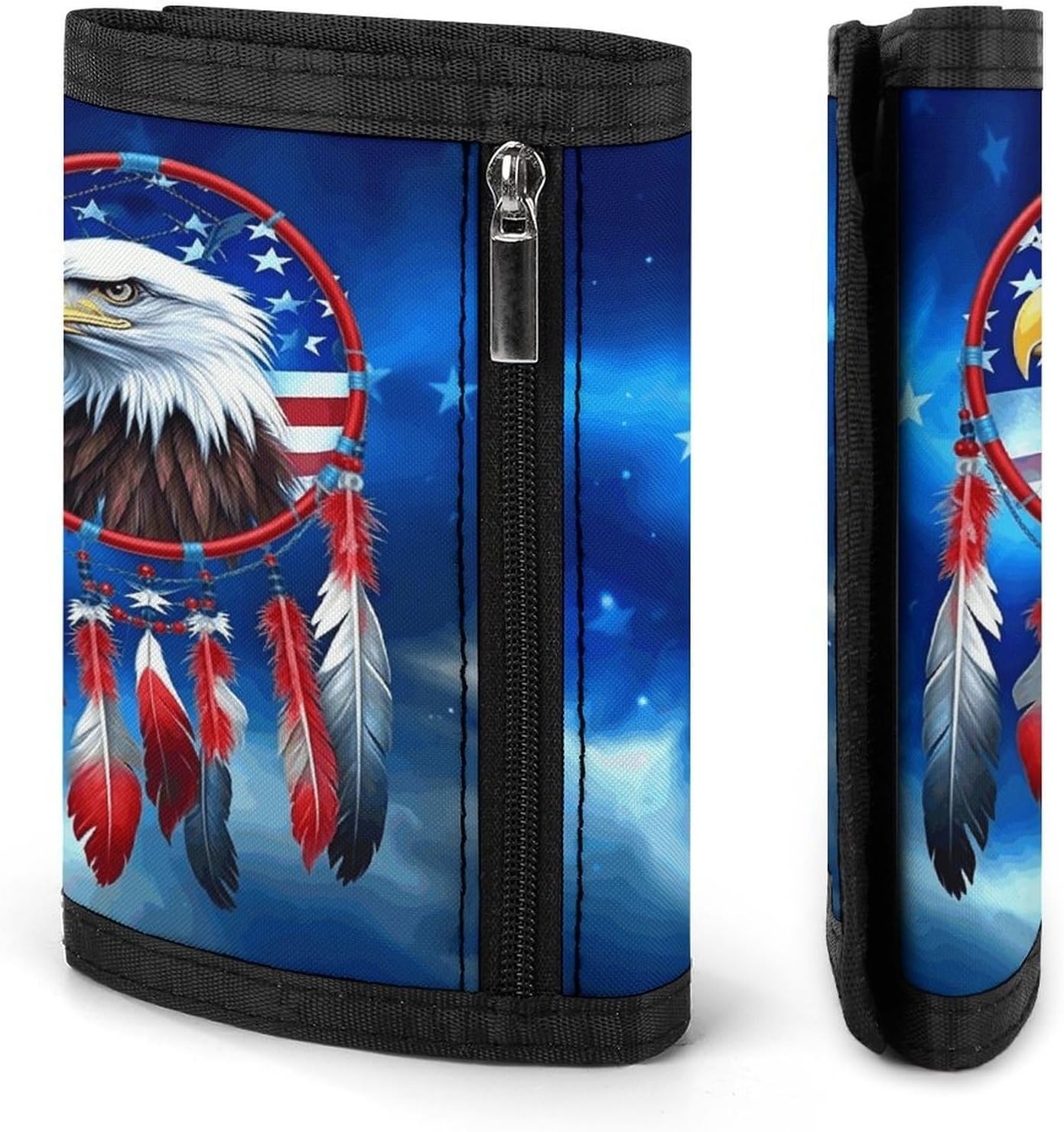 Bald Eagle Trifold Wallet with Id Window 8 Card Slots Slim Security Wallet Card Cash Coin Holder Outdoor Travel Modern Fashion Purse Gifts for Men Women image 3