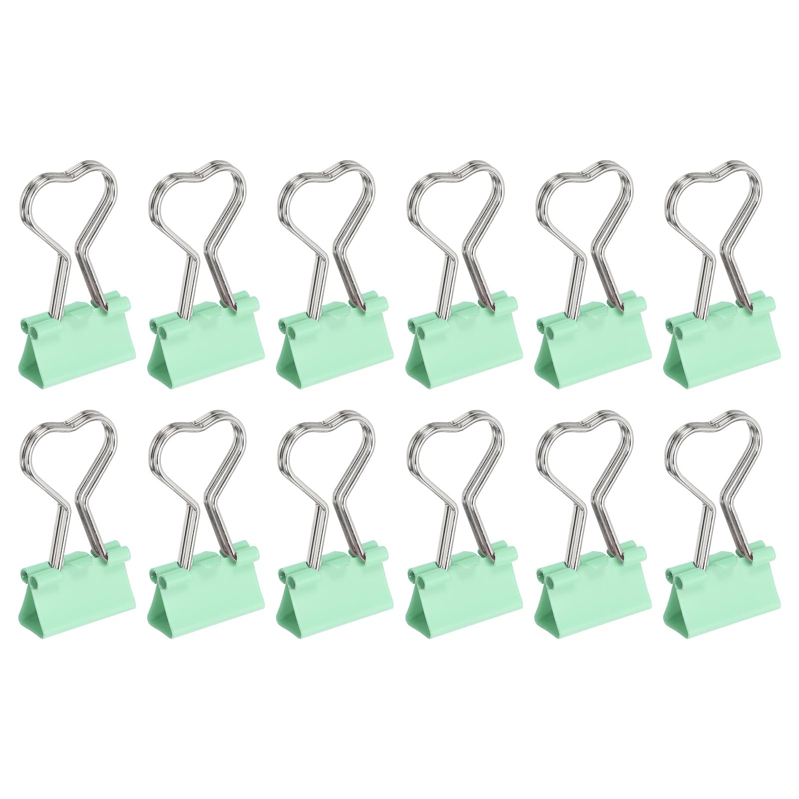 PATIKIL 12Pcs Small Binder Clips Heart Shape Cute Binder Clips, Light Green — image 1