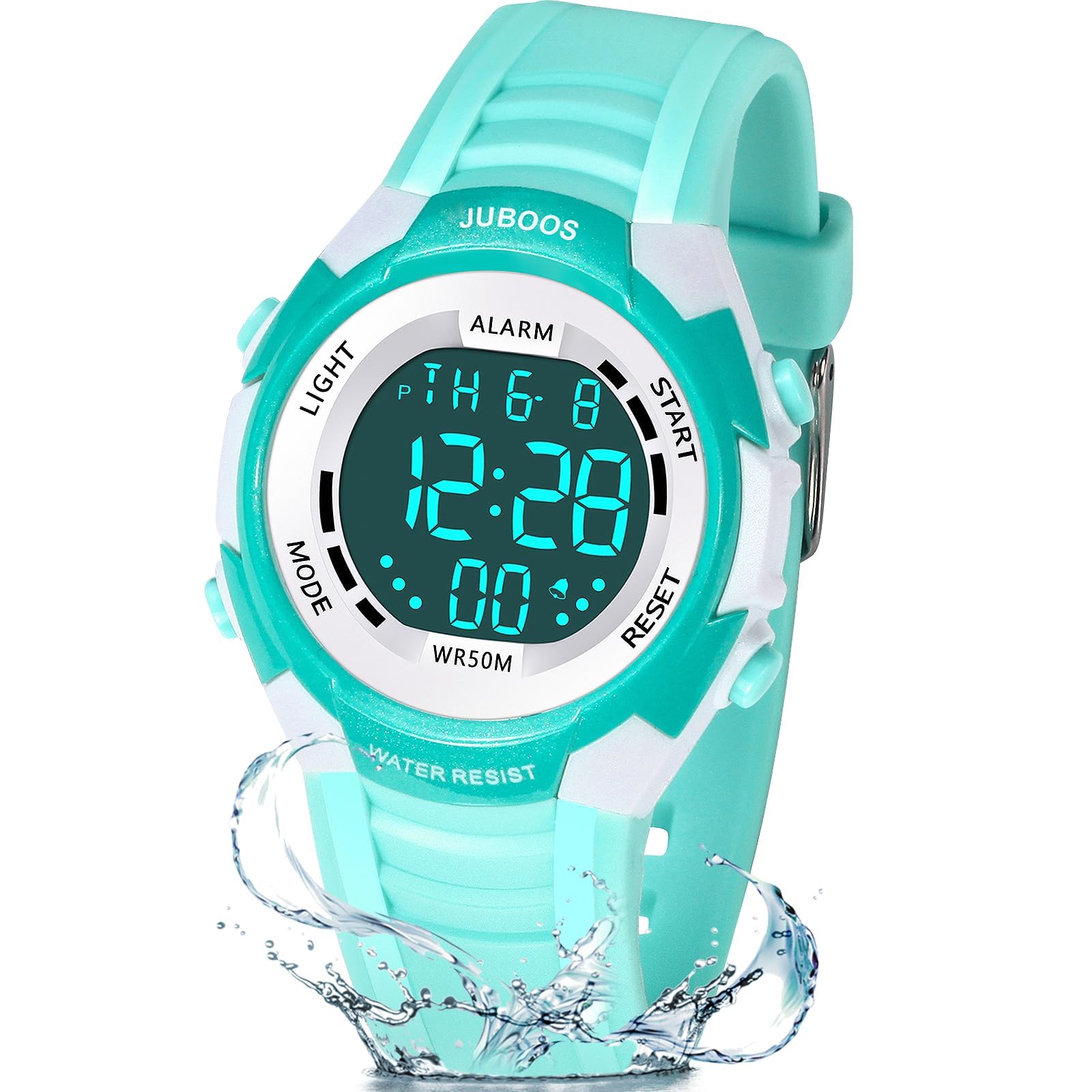 Juboos Reloj Digital Deportivo para Niños, LED, Resistente al Agua, Alarma, Cronómetro