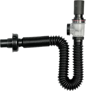 Universal Wash Basin Sink Drain Pipe, 1-1/4 Inch Install Diameter Plastic Flexible and Expandable Drain Pipe for Kitchen Bathroom Sink, odor control Rubber port for docking extension tubes black