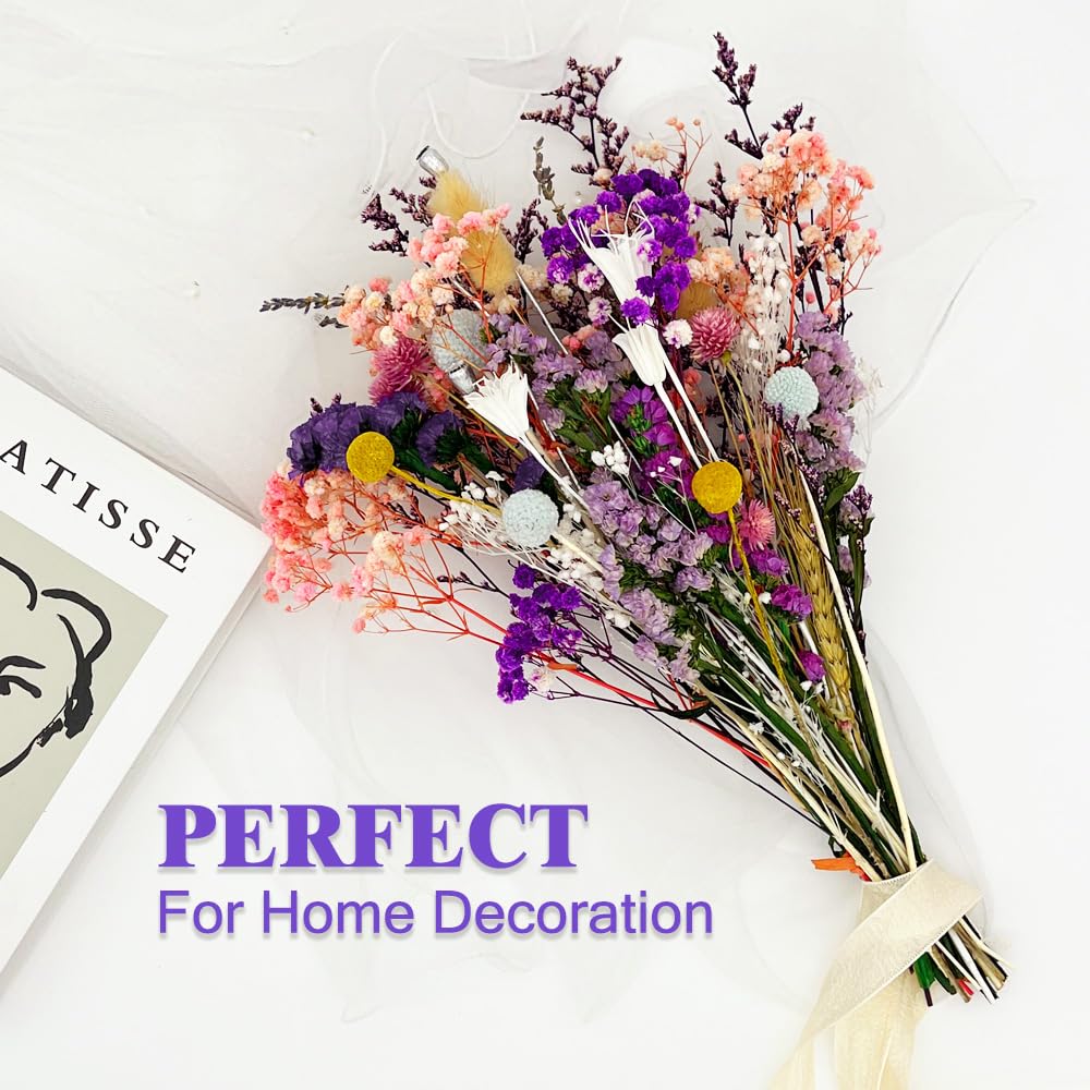 Fiori Secchi Naturali 39 Pz 15 Specie Miste Tonalità Viola Decorativi per Bomboniere Vaso Resina Candele Album Regalo DIY Home Décor
