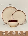 POKINI Dinnerware Set, 18 Pieces Stoneware Plates and Bowls Set, Handmade Reactive Glaze Dishes Set, Scratch Resistan Round Ceramic Dish Sets Service for 6, Dishwasher & Microwave Safe, Brown Yellow