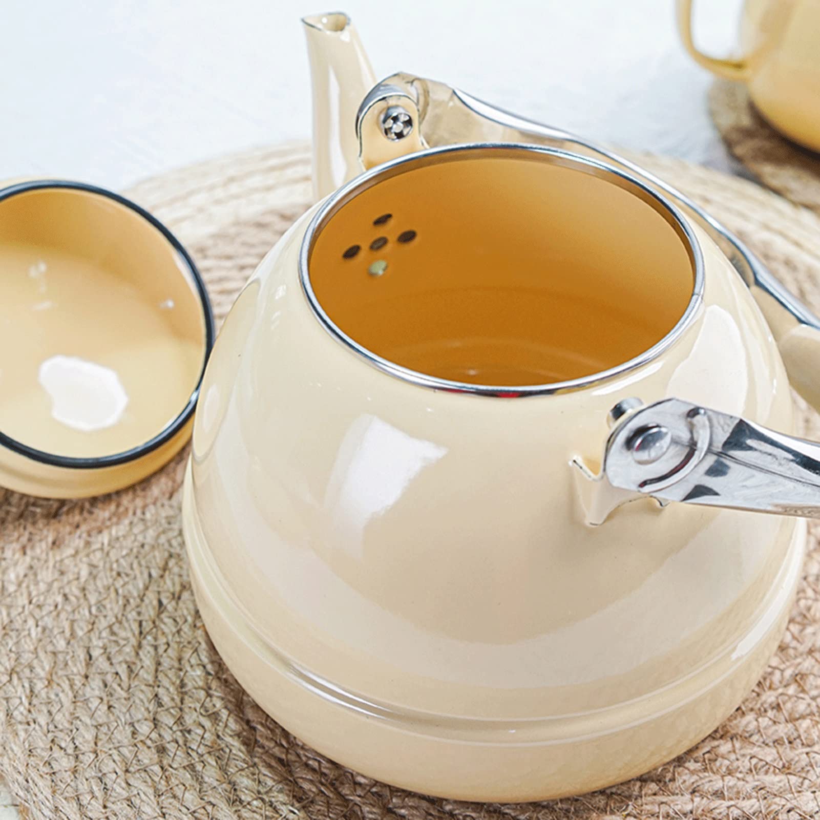 Hervidor de té, esmalte hervidor amarillo