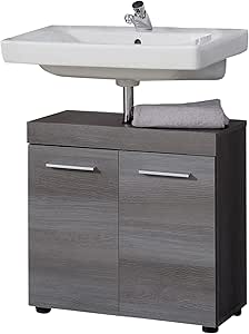 trendteam smart living Badezimmer Waschbecken Unterschrank Schrank Runner, 58 x 57 x 31 cm in Rauchsilber Dekor mit viel Stauraum