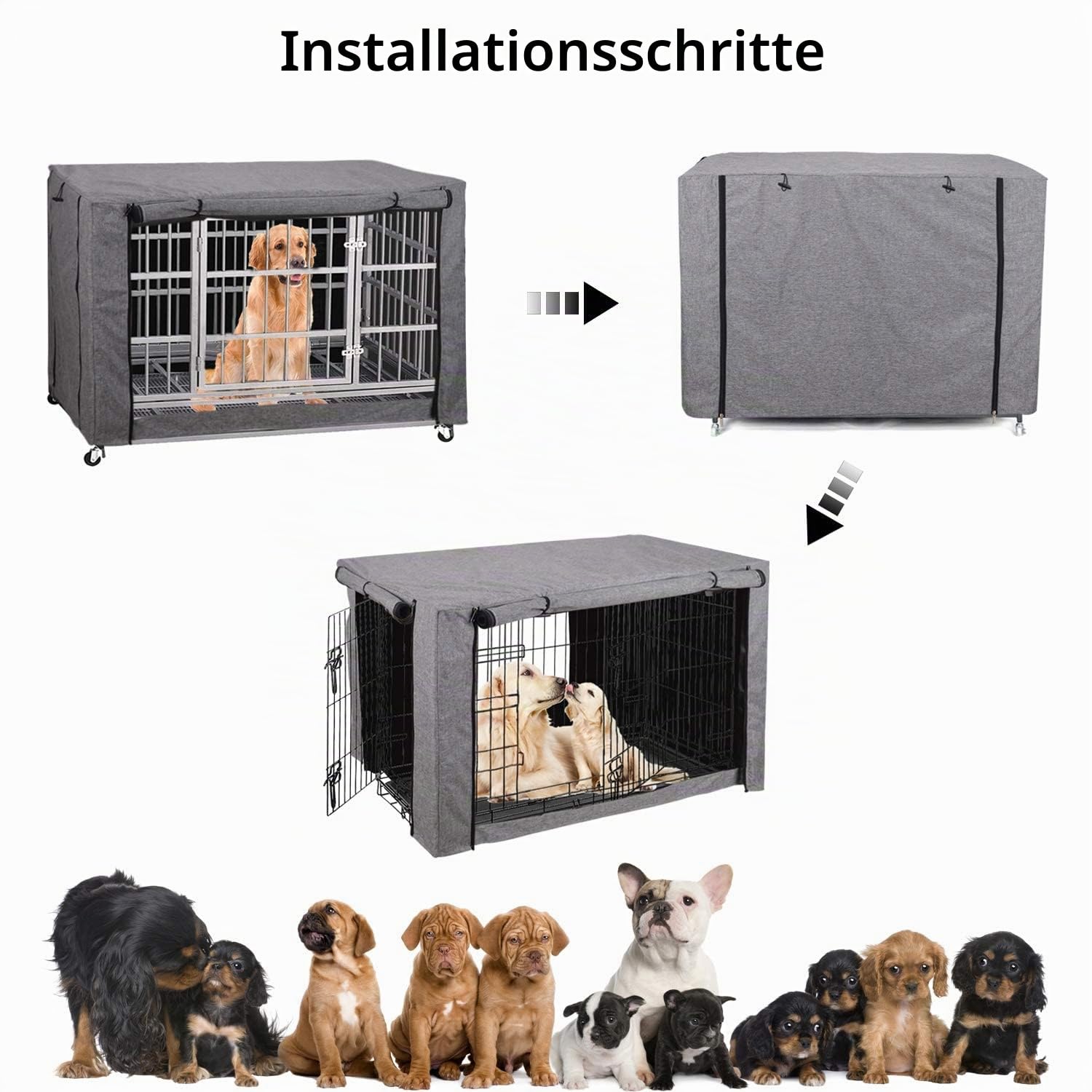 Abdeckung für Hundeboxen, für Drahtkäfige, für den Innen- und Außenbereich, langlebig und winddicht