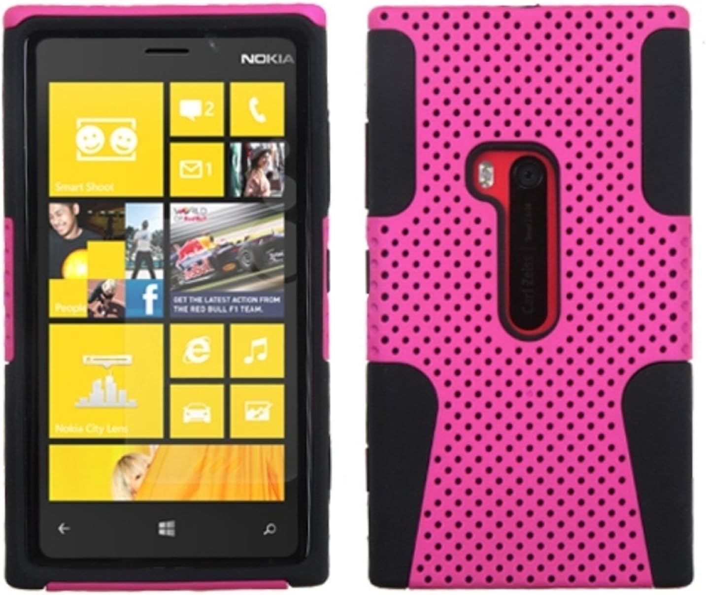 Asmyna ANK920HPCAST005NP Astronoot Premium Hybrid Case with Durable Hard Plastic Faceplate for Nokia Lumia 920 - 1 Pack - Retail Packaging - Hot Pink/Black