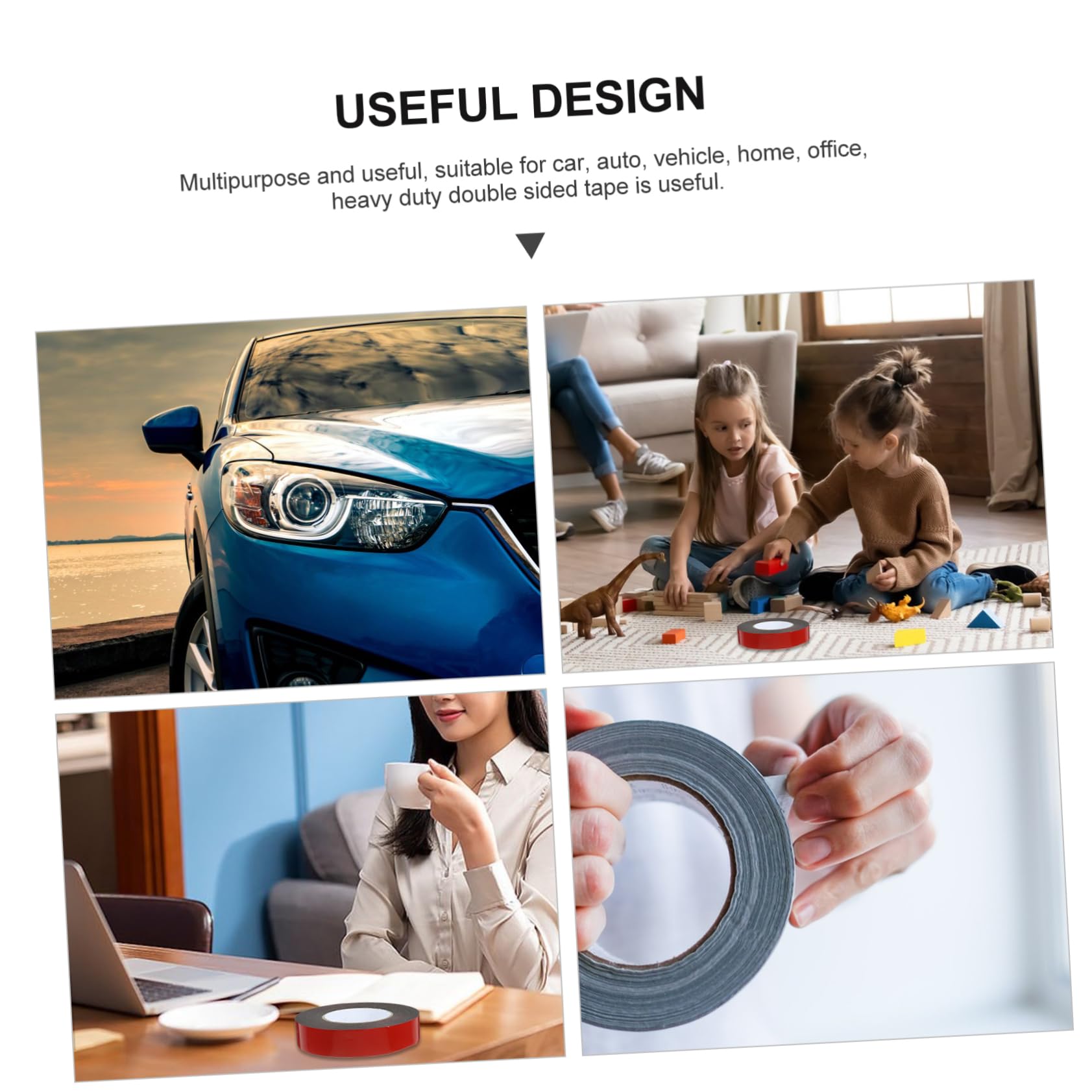 CIYODO Double Sided Tape Heavy Duty 5 Rolls Black High Strength Sturdy for Mounting in Car Auto Home