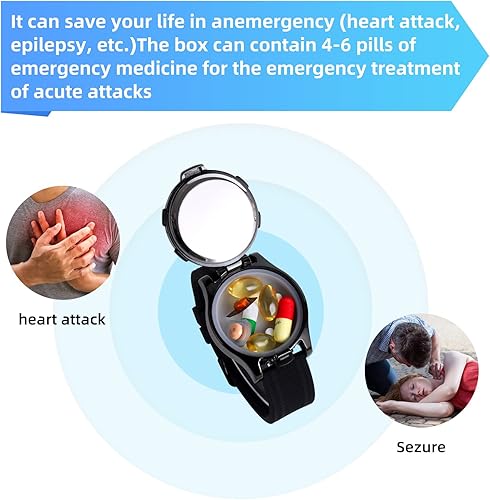 Miniatura 4 de Reloj con pastillero, relojes digitales de negocios de moda para hombres, pastillero resistente al agua para emergencia, caja EDC para emergencia,