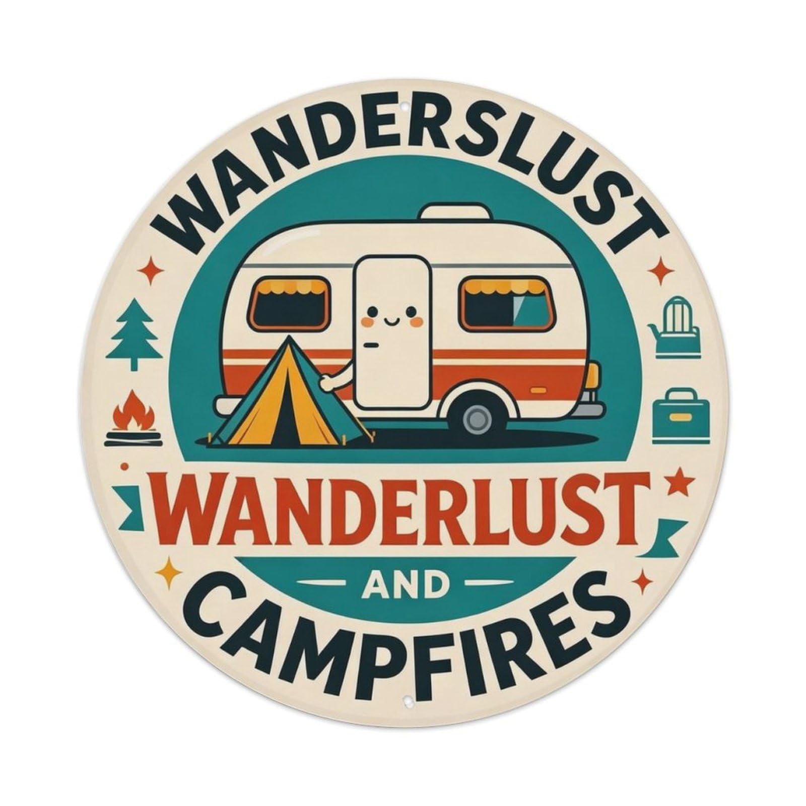 Retro Camping Wanderlust Metal Tin Sign Plaque