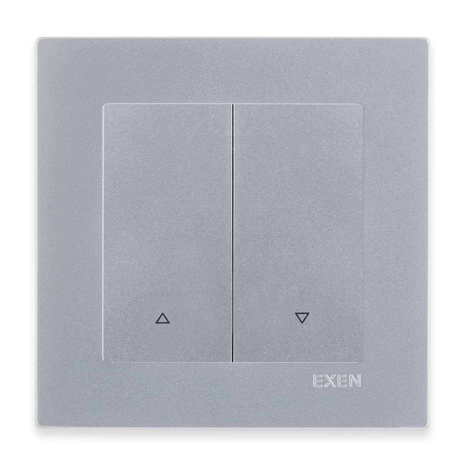 KARELL Silver Double Roller Shutter Push Button with Single Frame - 1 Gang Frame + Recessed Roller Shutter Control Button - All-in-One