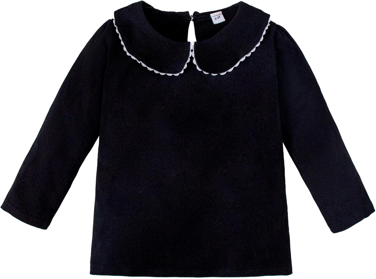 LYSMuch 18M-6T Toddler Baby Girl Long Sleeve Collar Shirt Peter Pan Blouse Lace Undershirt Top Solid Color Clothes