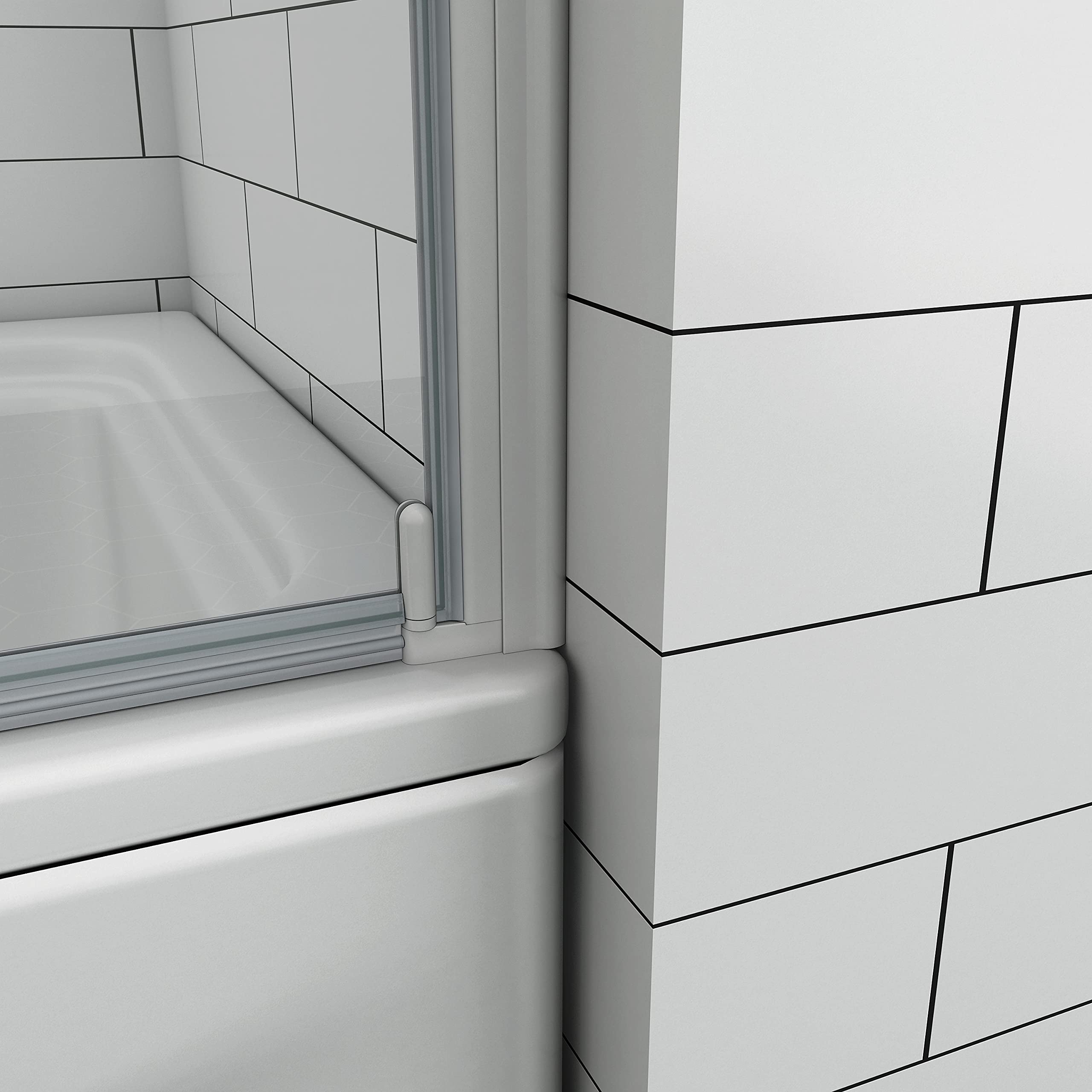 Ducha Casa 140x70cm Mampara de bañera abatible, Aluminio mate, Cristal 4mm templado