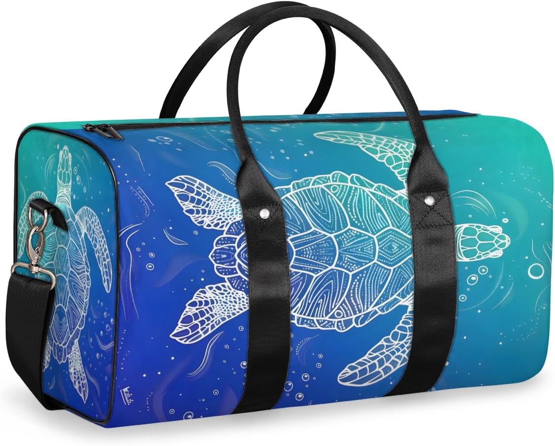 Sea Turtle Coral Travel Duffel Bag Sport Gym Bag Weekender Overnight Bag carry on bag Training Shoulder for Women Men Boys Girls