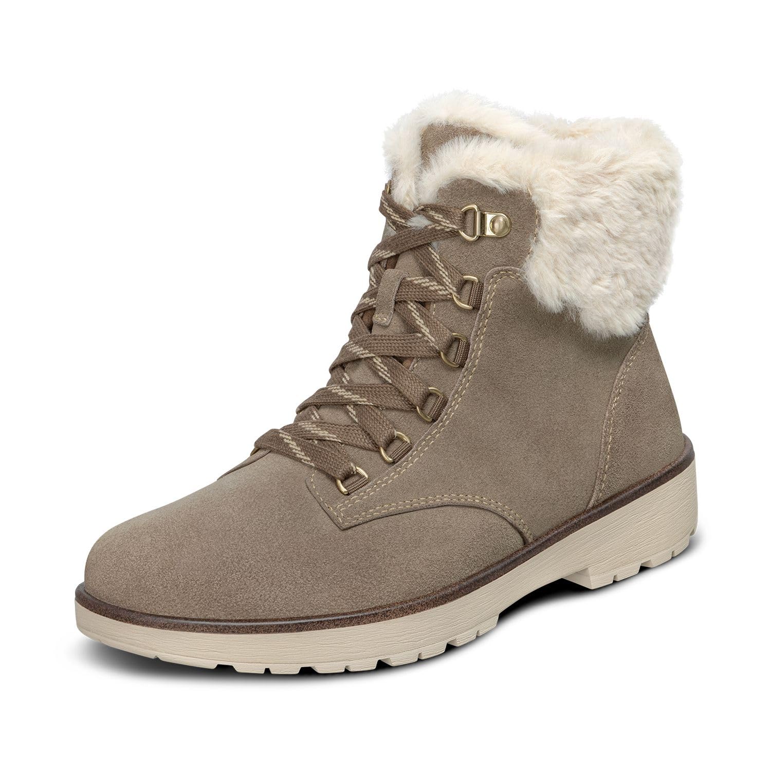 Orthofeet Women's Orthopedic Leather Stella Lace-Up Boots: 9.5 Taupe