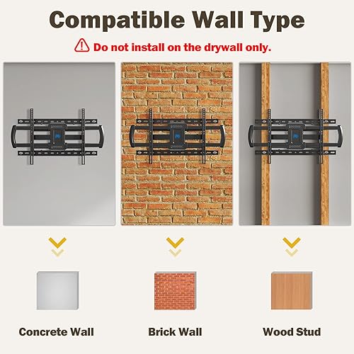 Miniatura 9 de Mounting Dream Soporte de pared para TV de movimiento completo con certificación UL para la mayoría de televisores de 42 a 84 pulgadas, soporte de