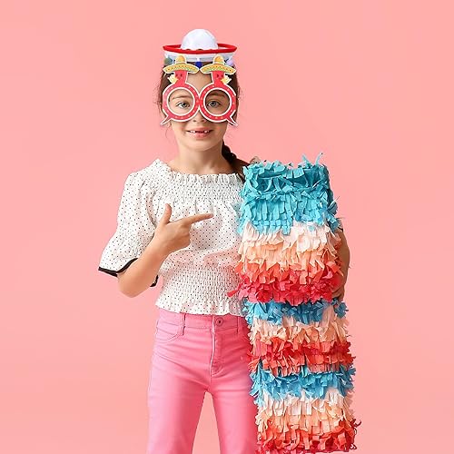 Miniatura 3 de Silkfly 12 piezas de suministros de fiesta incluyen 6 diademas de tela con sombrero de paja con 6 piezas de decoraciones de fiesta, anteojos de