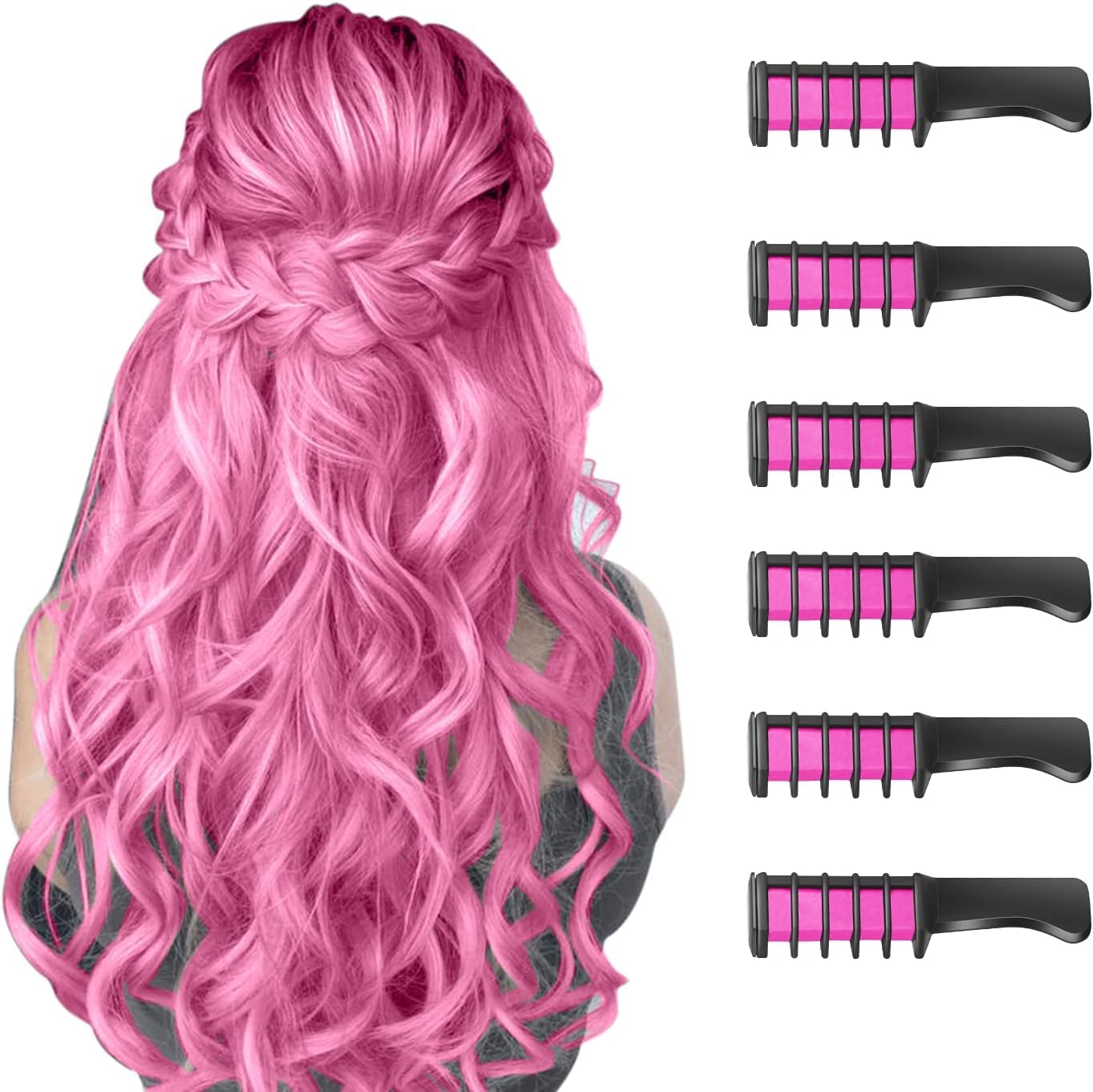 Haarkrijt voor kinderen, meisjescadeaus, MSDADA tijdelijke felle haarkleurverf voor kinderen, cadeaus voor meisjes, leeftijd 6, 7, 8, 9, 10-12+, kleur haarlak voor Halloween, Kerstmis, nieuwjaar, verjaardagsfeestje, cosplay (roze)