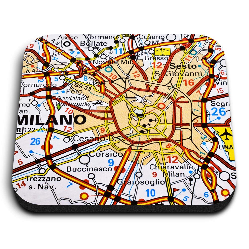 1 x Square MDF Fridge Magnet - Milan Milano Italy Italian Travel Map 45723