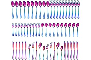 Colorful and Captivating: Compralo 60-Piece Rainbow Stainless Steel Flatware Set